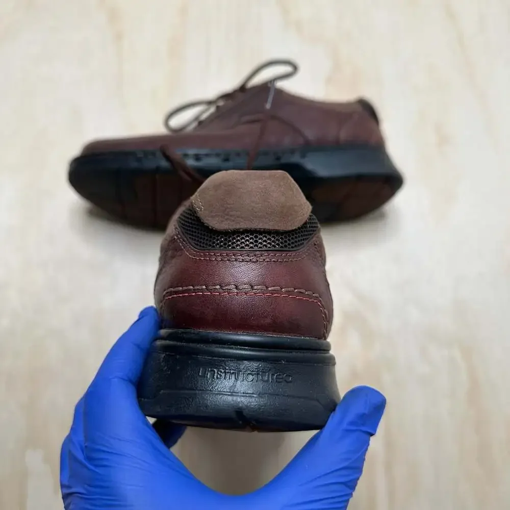 Clarks Unstructured Un.Bend Brown Leather Lace-Up Oxford Shoes size 11.5